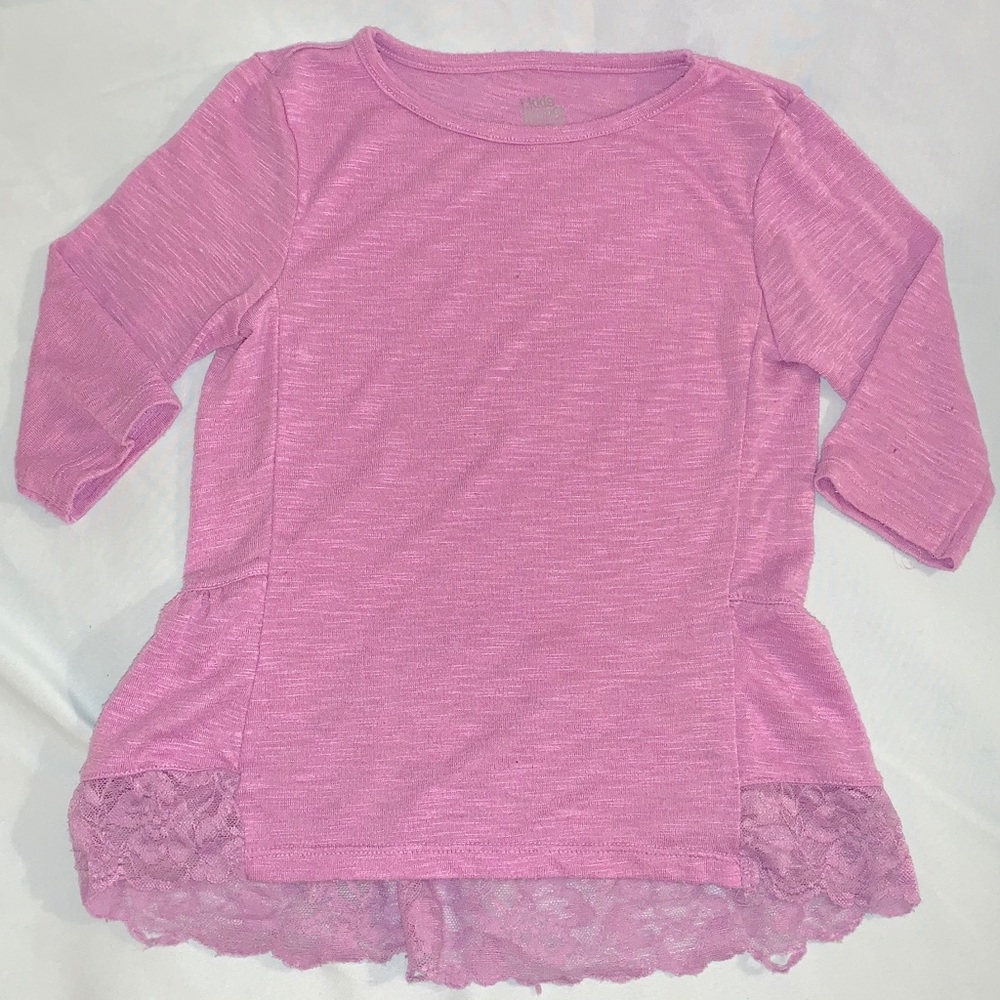 👧🏻 Purple girls casual top with lace trim 💜